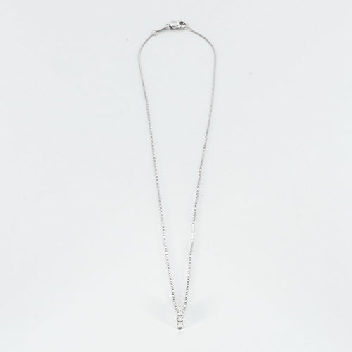 Collier Chaîne et pendentif en or gris, trois diamants. 58 Facettes DV0617-1