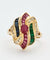 Bague 53 Bague en or jaune, rubis, saphirs, émeraudes et diamants 58 Facettes DV0609-3