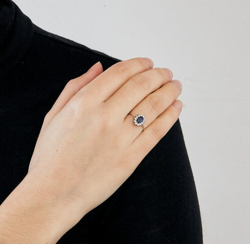 Bague Bague marguerite en or gris saphir et diamants 58 Facettes DV0631-2