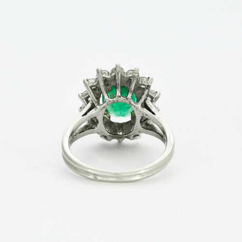 Bague 46 Bague marguerite or blanc, émeraude et diamants 58 Facettes DV0629-2