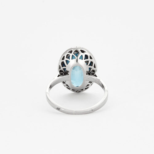 Bague 49 Bague en or blanc pierre de synthèse et diamants taillés en rose 58 Facettes DV0631-1