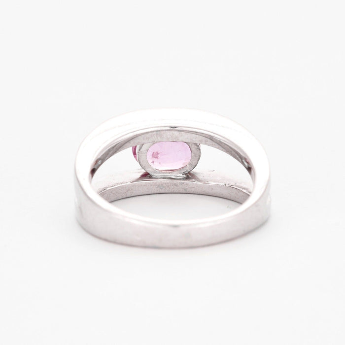 Bague 57 Bague en or gris saphir rose et diamants 58 Facettes DV0056-8