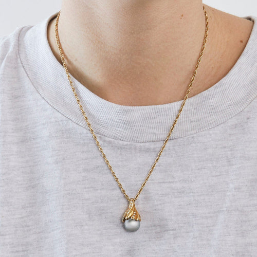 Collier Chaîne et pendentif en or jaune, perle de culture de Tahiti. 58 Facettes DV0635- 1
