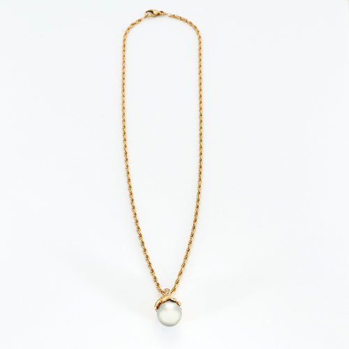 Collier Chaîne et pendentif en or jaune, perle de culture de Tahiti. 58 Facettes DV0635- 1