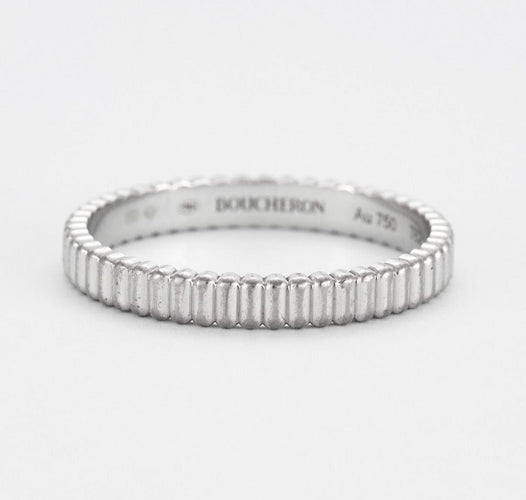 Bague Boucheron - Bague Alliance Grosgrain or blanc 58 Facettes DV2023-2