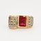 Bague 57 Bague Tank - platine, or jaune, rubis et diamants 58 Facettes DV2524-3