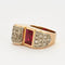 Bague 57 Bague Tank - platine, or jaune, rubis et diamants 58 Facettes DV2524-3