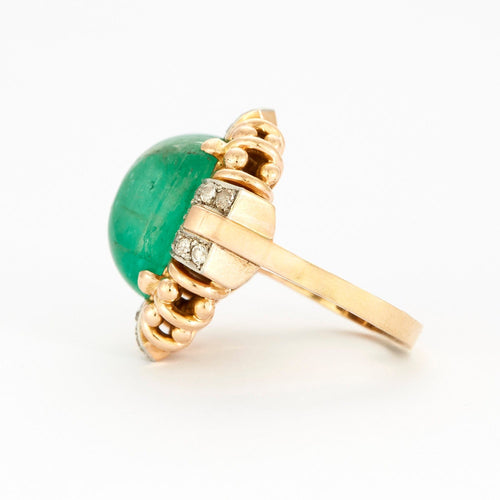 Bague 59 Bague émeraude et diamants sertis sur or jaune 58 Facettes DV2524-2