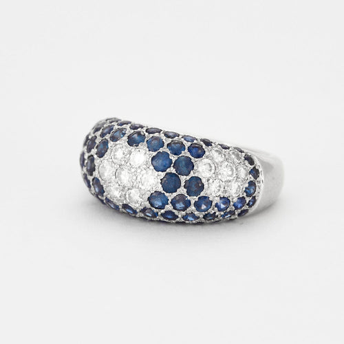 Bague 52 Bague boule pavage diamants et saphirs 58 Facettes DV0643-2-52-1