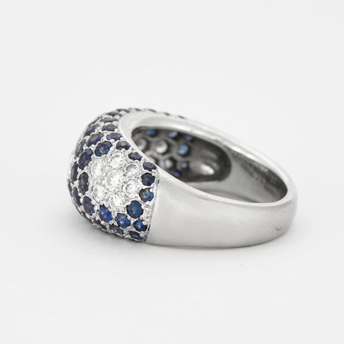 Bague 52 Bague boule pavage diamants et saphirs 58 Facettes DV0643-2-52-1