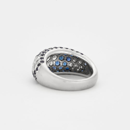 Bague 52 Bague boule pavage diamants et saphirs 58 Facettes DV0643-2-52-1