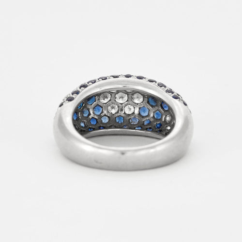 Bague 52 Bague boule pavage diamants et saphirs 58 Facettes DV0643-2-52-1