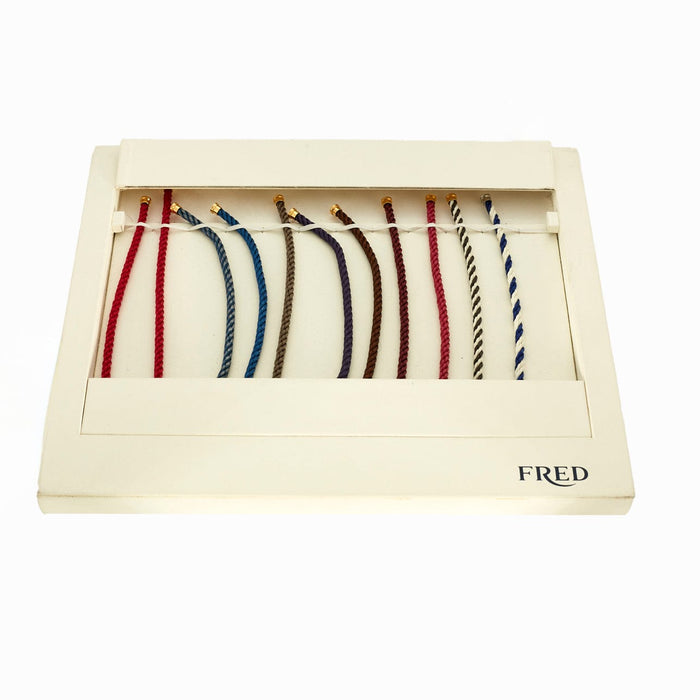 Bracelet Fred -  Bracelet Cable cordon tressé bleu marine et blanc 58 Facettes DV0581-8