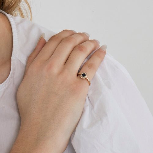 Bague 49 Bague en or rose saphir et diamants 58 Facettes DV3364-1