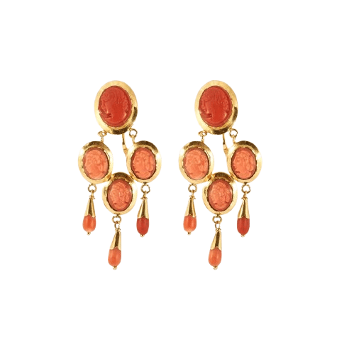 Boucles d'oreilles Boucles d'oreilles girandole or jaune et corail 58 Facettes DV0640-4