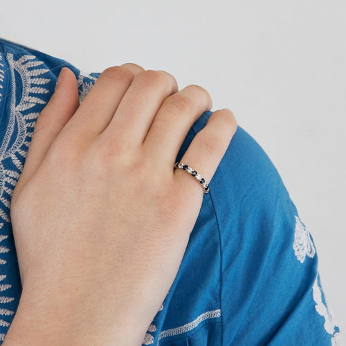 Bague 50 Demi-alliance en or gris saphir et diamants 58 Facettes DV0658-2-50-5