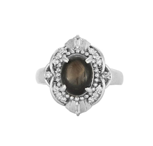 Bague 53 Bague en platine avec doublet saphir et petits diamants 58 Facettes DV3470-6