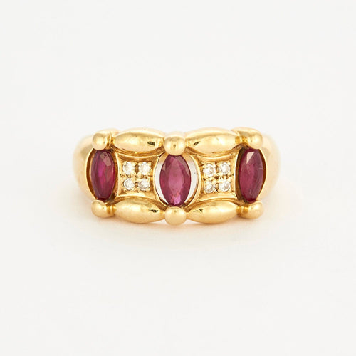 Bague 56 Bague en or jaune sertis de rubis et diamants 58 Facettes DV3841-3