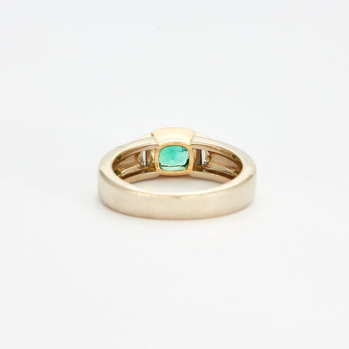 Bague 58 Bague en or blanc et jaune, émeraude et diamants 58 Facettes DV3731-1