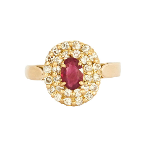 Bague 52 Bague Pompadour or jaune rubis et diamants 58 Facettes DV2004-8