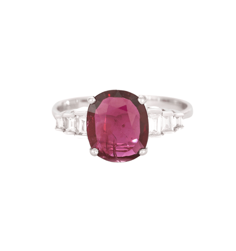 Bague 50 Bague en or blanc avec rubis et diamants 58 Facettes DV0671-2-50-2