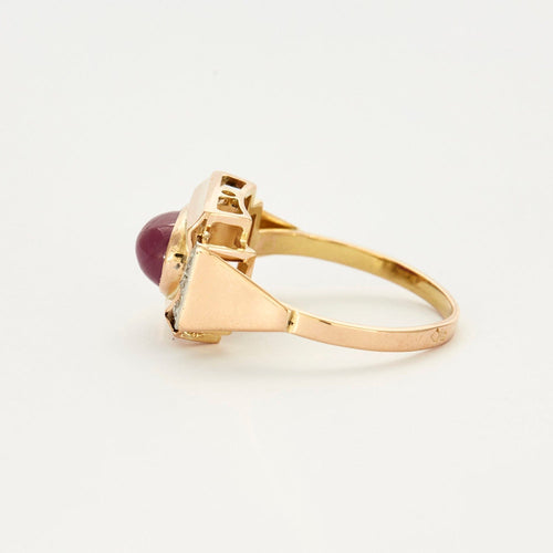 Bague 56 Bague or jaune et platine avec rubis et diamants 58 Facettes DV0013-12-56-3