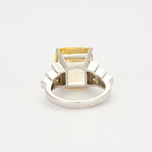 Bague 54 Bague or blanc ornée d'un saphir jaune et diamants 58 Facettes DV0671-5-54-3