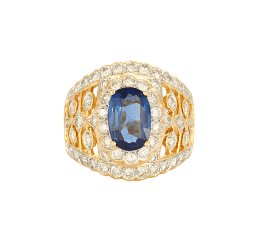 Bague 54 Bague boule or jaune sertis d'un saphir et diamants 58 Facettes DV0671-9-54-3