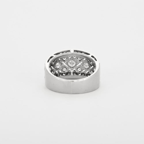 Bague 59 Bague jonc en or gris et diamants 58 Facettes DV2800-12-59-5