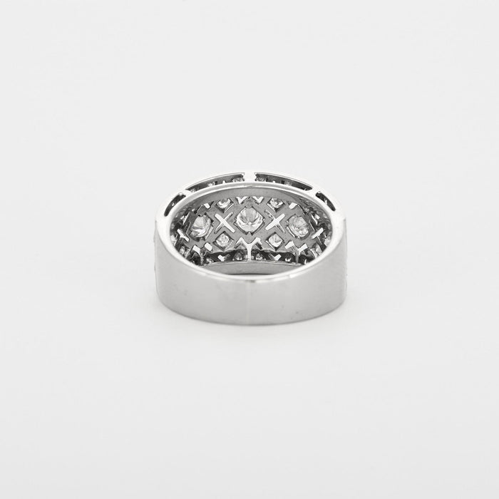 Bague 59 Bague jonc en or gris et diamants 58 Facettes DV2800-12-59-5