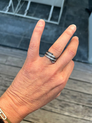 Bague DINH VAN - Bague Duo Spirale Or gris Diamants 58 Facettes DV4352-1