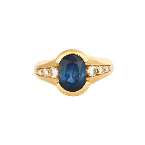 Bague 51 Bague en or jaune, saphir et diamants 58 Facettes DV3329-1