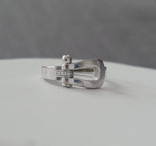 Bague 49 FRED - Bague Force 10 or gris et diamants 58 Facettes DV4430-1