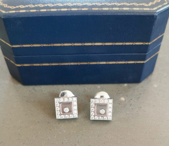 Boucles d'oreilles CHOPARD - Boucles d'oreilles Happy Diamonds or gris et diamants 58 Facettes DV4455-1