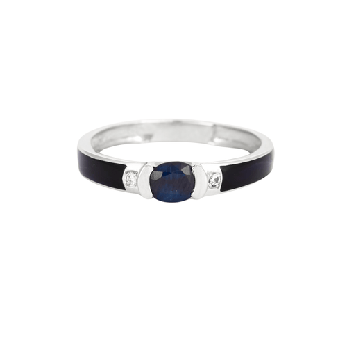 Bague 53 Bague en or gris avec saphir et diamants 58 Facettes DV4307-2