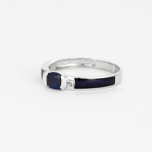 Bague 53 Bague en or gris avec saphir et diamants 58 Facettes DV4307-2