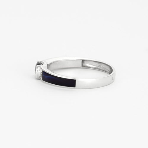 Bague 53 Bague en or gris avec saphir et diamants 58 Facettes DV4307-2