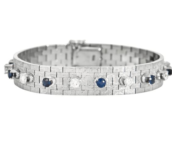 Bracelet Bracelet or gris diamants et saphirs 58 Facettes DV4200-1