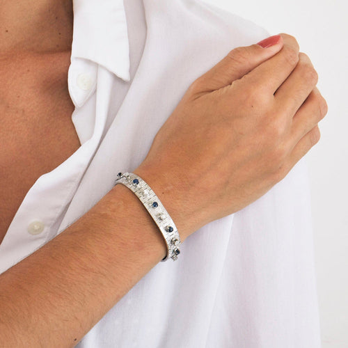 Bracelet Bracelet or gris diamants et saphirs 58 Facettes DV4200-1