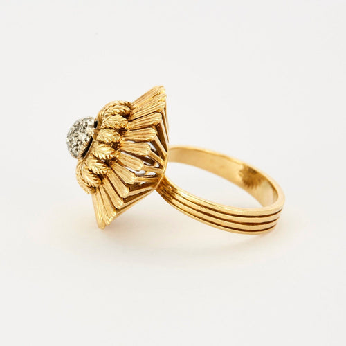 Bague 54 Bague fleur en or jaune avec diamants 58 Facettes DV4178-10