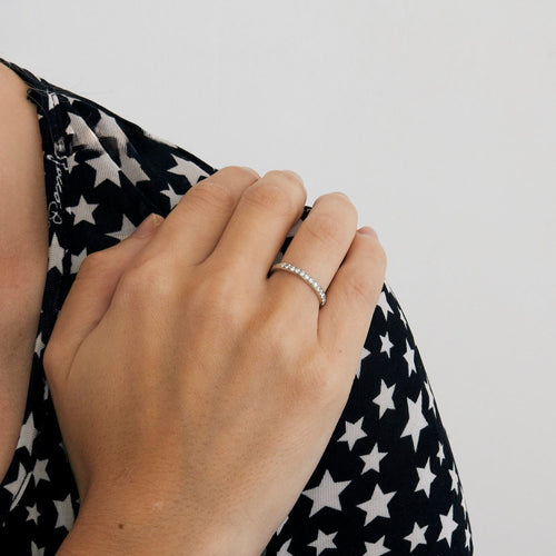 Bague 51 Demie Alliance en or gris et diamants 58 Facettes DV4300-1