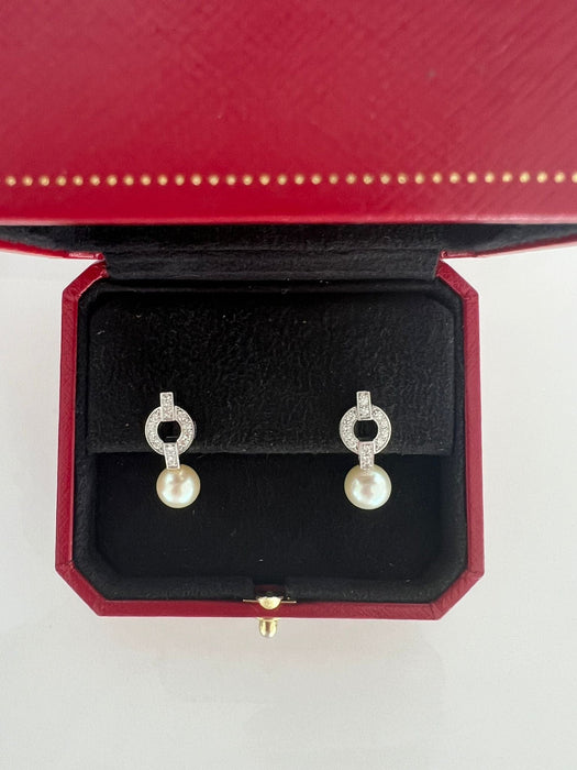 Boucles d'oreilles Cartier - Boucles d'oreilles Himalaya diamants perles de culture 58 Facettes DV4700-1