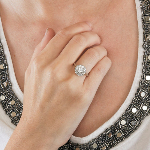 Bague 55 Bague platine, or gris et diamants 58 Facettes DV0687-1