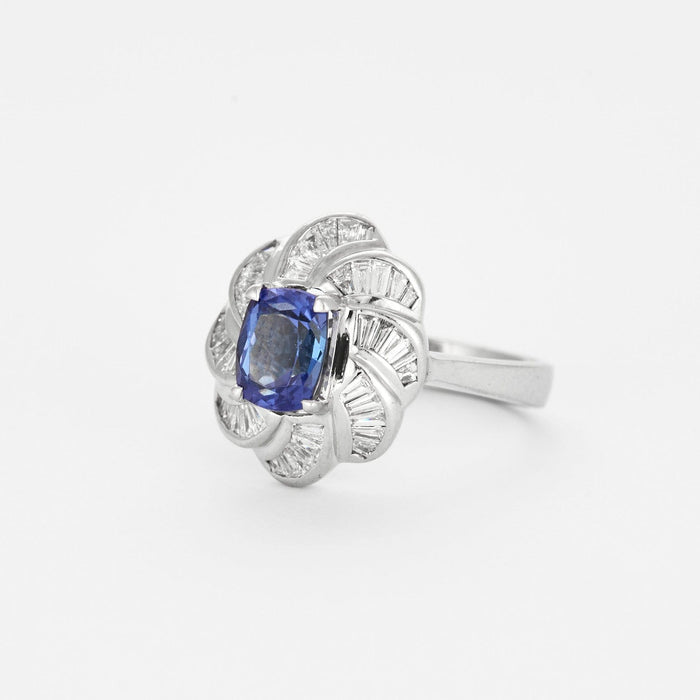 Bague 54 Bague en or gris tanzanite et diamants 58 Facettes DV0688-1