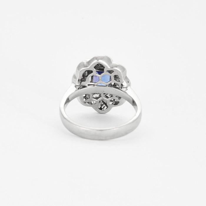 Bague 54 Bague en or gris tanzanite et diamants 58 Facettes DV0688-1