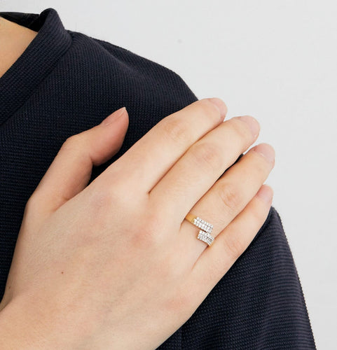 Bague 51 Bague or jaune avec diamants 58 Facettes DV0694-3