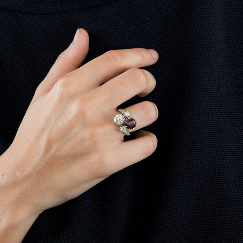 Bague 51 Bague Toi et Moi or gris diamants et rubis 58 Facettes DV0385-6