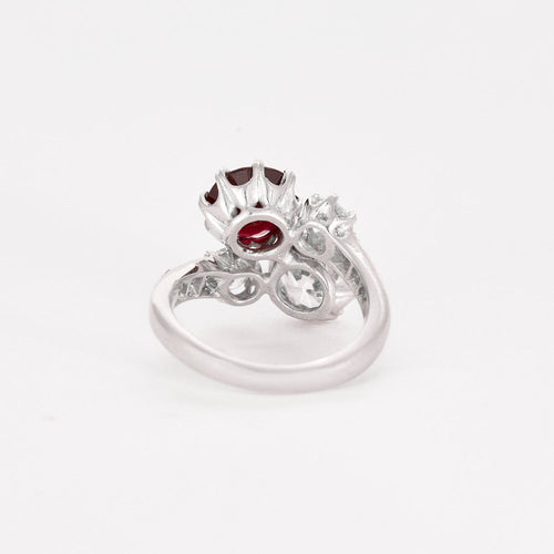 Bague 51 Bague Toi et Moi or gris diamants et rubis 58 Facettes DV0385-6