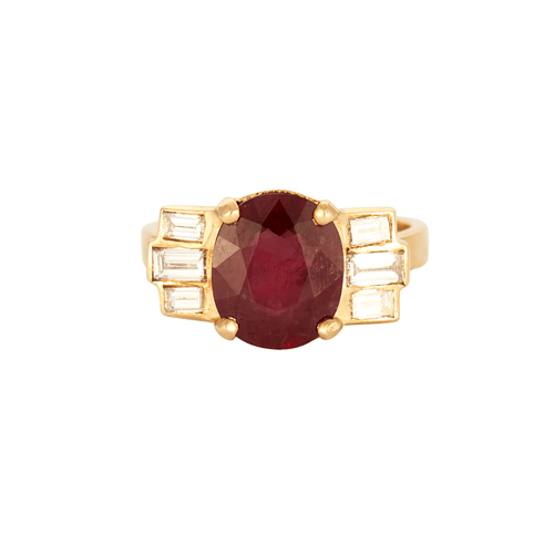Bague 54 Bague en or jaune, rubis et diamants 58 Facettes DV0385-3