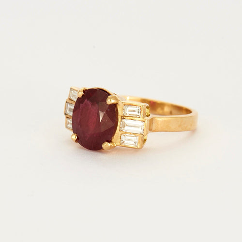 Bague 54 Bague en or jaune, rubis et diamants 58 Facettes DV0385-3